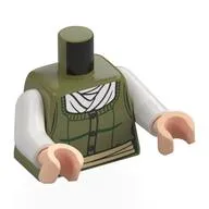 Torso Sweater, Dark Green Lines, White Shirt, Tan Belt Print, White Arms, Light Nougat Hands