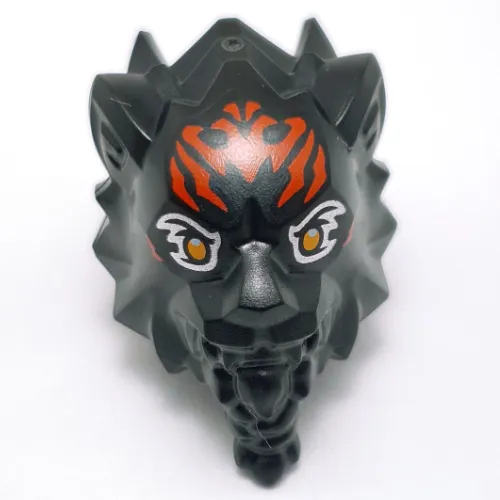 Minifig Head Special Tiger with Red Markings, Orange Eyes Print