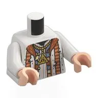 Torso, Robe, Dark Orange Collar, Sand Blue Panels, Gold Hallows Necklace Print, White Arms, Light Nougat Hands