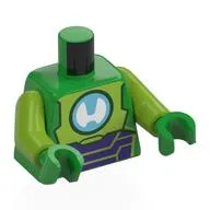 Torso, Iron Hulk Suit, Lime/Dark Purple Armor, Medium Azure Arc Reactor, White 'H' Print, Lime Arms, Bright Green Hands