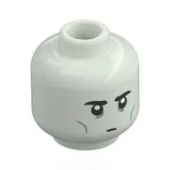 Minifig Head Butler, Black Eyebrows, Olive Green Eyeshadow, Stern Stare / Scared