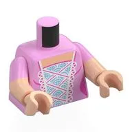 Torso, Dual Molded Arms, Dress, Dark Pink Laces, White/Medium Blue Frills Front Print, Bright Pink Sleeves Pattern, Light Nougat Arms and Hands
