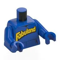 Torso, Yellow 'FABULAND' Print, Blue Arms and Hands