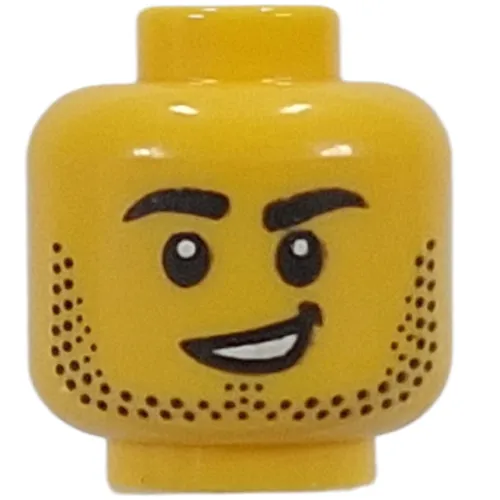Minifig Head Goalkeeper, Stubbled Beard, Open Mouth Screaming / Lopsided Smile
