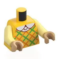Torso, Orange/Bright Green Argyle Shirt, White Collar Print, Bright Light Yellow Arms, Warm Tan Hands