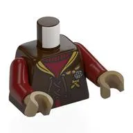 Torso, Cloak, Laces, Yellow Collar, Silver Broche, Dark Red Sweater Print, Dark Red Arms, Dark Tan Hands
