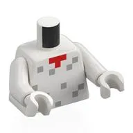 Torso, Light Bluish Grey Squares, Pixelated Red Tie Print, White Arms and Hands