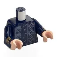 Torso, Sand Blue Decorations, Runes, Gold Bands on Arms Print, Dark Blue Arms, Light Nougat Hands