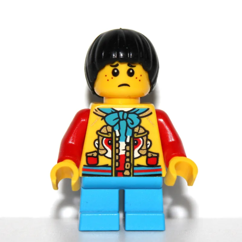 Kid - Yellow Torso, Dark Azure Legs, Black Hair