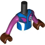 Minidoll Torso Boy with White/Dark Blue/Magenta Ski Jacket, White/Dark Blue Mountains, Magenta Arms and Hands