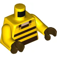 Torso Pixelated Dark Brown, Orange and Light Nougat Squares Print, Yellow Arms, Dark Brown Hands