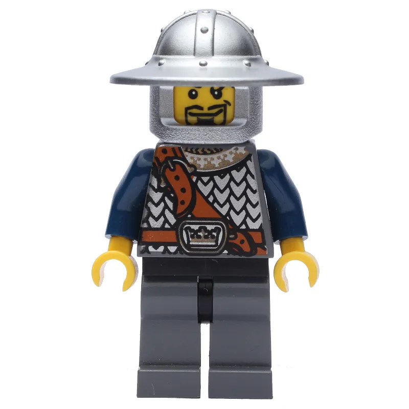 Knight, Dark Blue, Wide Brim Helmet, Goatee Beard