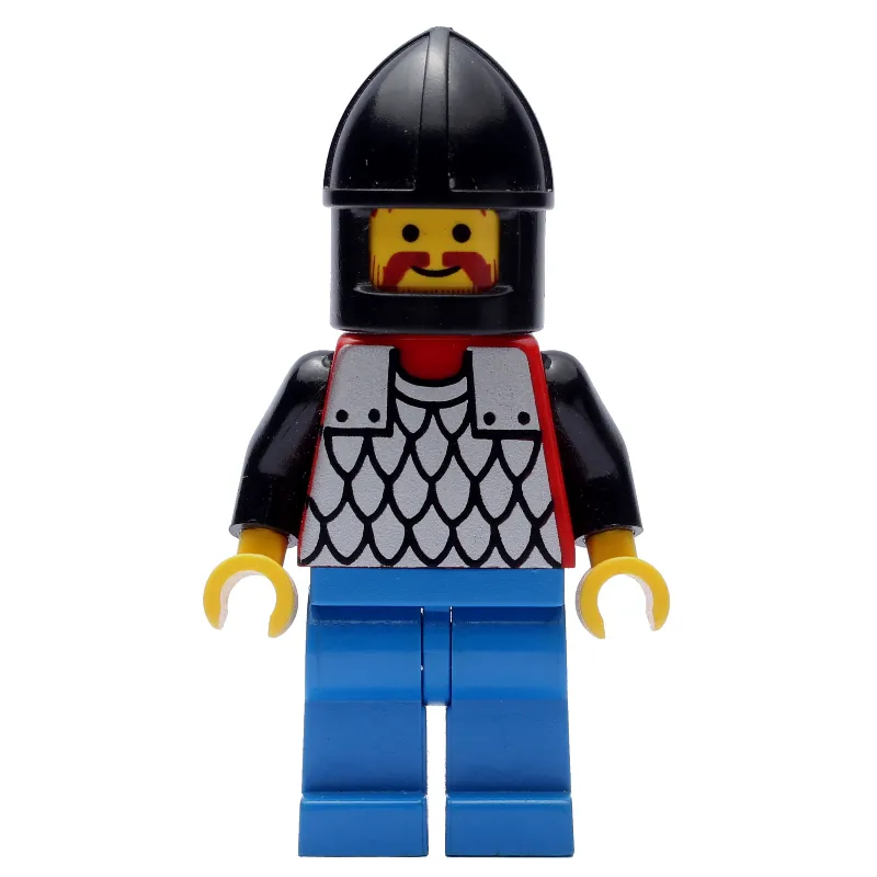 Knight (Scale Mail on Red) - Black Arms, Blue Legs, Black Chin-Guard