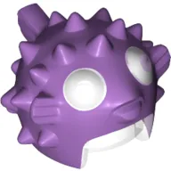 Helmet Puffer Fish with Spikes and Fins, Trans Clear Visor, White Eyes pattern