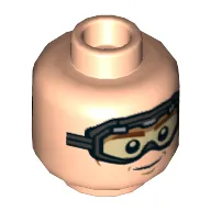 Minifig Head Han Solo, Dual Sided, Brown Eyebrows, Cheek Lines, Chin Dimple, Goggles, Smile / Determined Print [Hollow Stud]