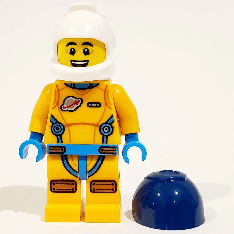 Astronaut, Male, Bright Light Orange Suit, Dark Blue Visor