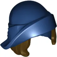 Hair and Hat, Soft Folded Brim Hat over Dark Brown Bob Cut Hair Pattern