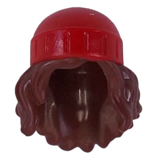 Hair and Hat, Long Wavy Hair, Beanie Red Pattern