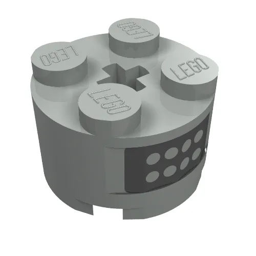 Brick Round 2 x 2 with Buttons on Black Panel Print on Two Sides