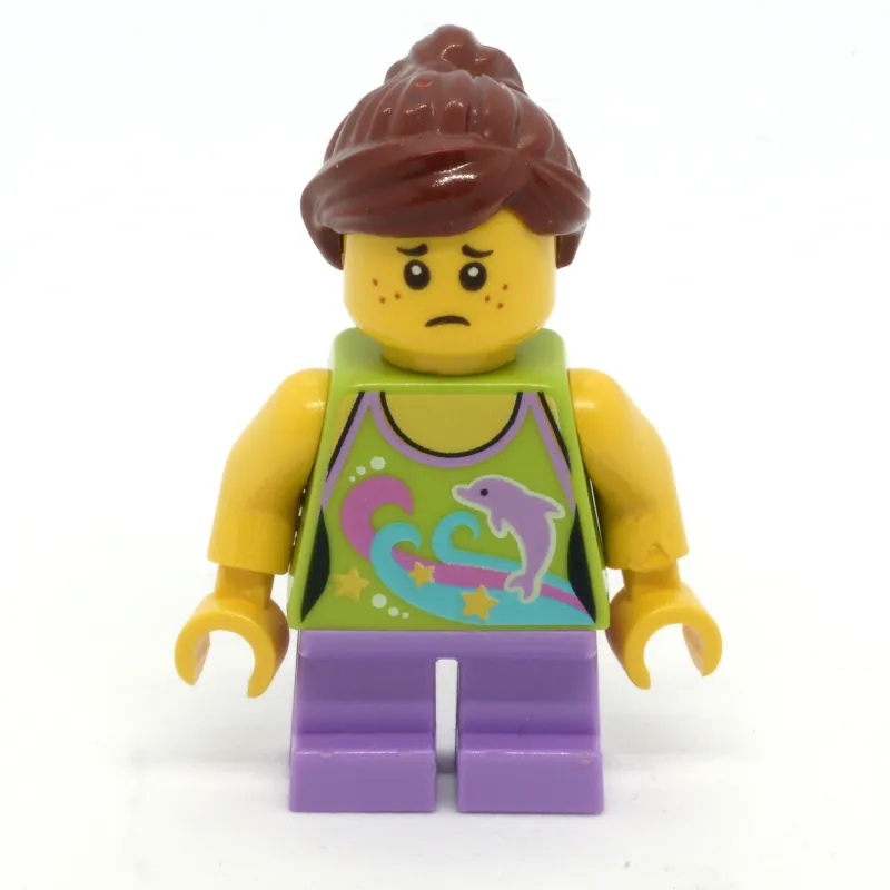 Kid - Lime Torso, Medium Lavender Legs, Reddish Brown Hair