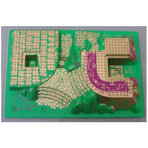 Baseplate Raised 32 x 48 x 6 with Front and Back Steps and Gold and Magenta Palace Print