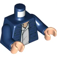 Torso Open Jacket with Pockets and White Shirt and Back Pockets Print (Han Solo), Dark Blue Arms, Light Nougat Hands