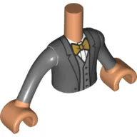 Minidoll Torso Boy with Dark Bluish Grey Jacket, White Shirt, Bow Tie, Nougat Hands