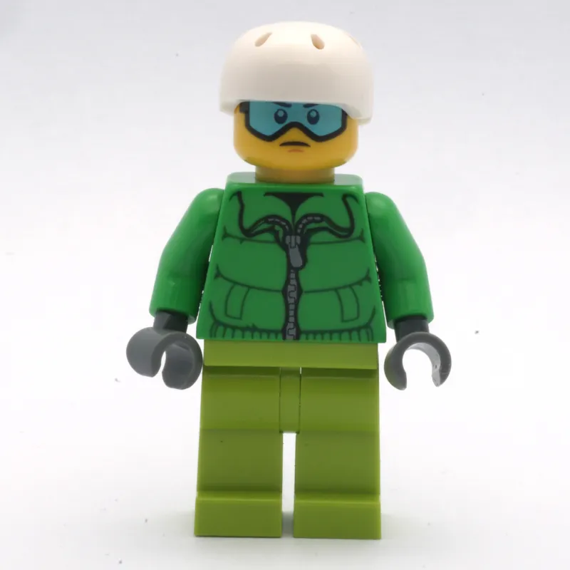Man, Green Jacket, Lime Legs, White Helmet, Blue Goggles