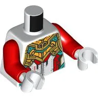 Torso Armor, Gold, Bright Light Orange, and Dark Azure Panels Print, Red Arms, White Hands