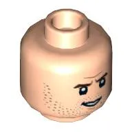 Minifig Head Indiana Jones, Black Eyebrows, Stubbled Beard, Frowning/Raised Eyebrow Frowning print
