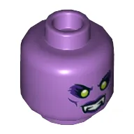 Minifig Head Spider Queen, Fangs, Lime Eyes with Dark Purple Eye Shadow Print