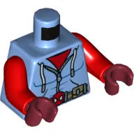 Torso Hoodie with Zipper, Belt with Spider-Man Head Buckle Print, Red Arms, Dark Red Hands