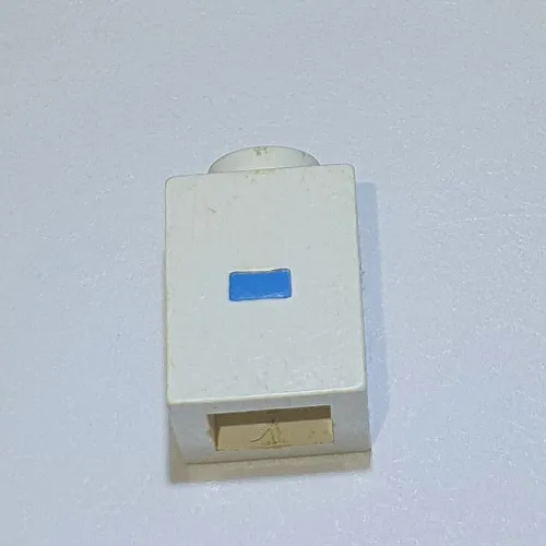Brick 1 x 1 with Blue '-' Print (Bold Font)