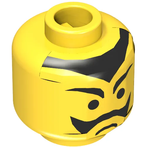 Minifig Head Bat Lord, Moustache Frown and Pointed Eyebrows and Hairline Print [Blocked Open Stud]