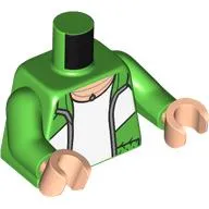 Torso, Jacket, White Shirt, Necklace print, Bright Green Arms, Light Nougat Hands