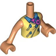 Minidoll Torso Girl with Bright Light Yellow Vest, Tie, Flower, Blue Shirt, Nougat Arms