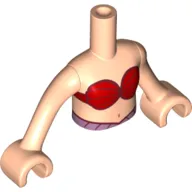 Minidoll Torso Girl, Red Shells print with Light Nougat Hands