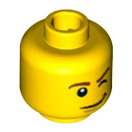 Minifig Head Team GB, Brown Eyebrows, Lopsided Smile and Wink Print [Blocked Open Stud]