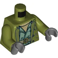 Torso Jacket over Sand Green Vest with Belt Print (Steve Trevor), Olive Green Arms, Dark Bluish Gray Hands