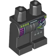 Hips and Black Legs with Purple Leg Protection and Silver Machinery Print