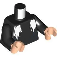Torso with White Hair Print, Black Arms, Light Nougat Hands