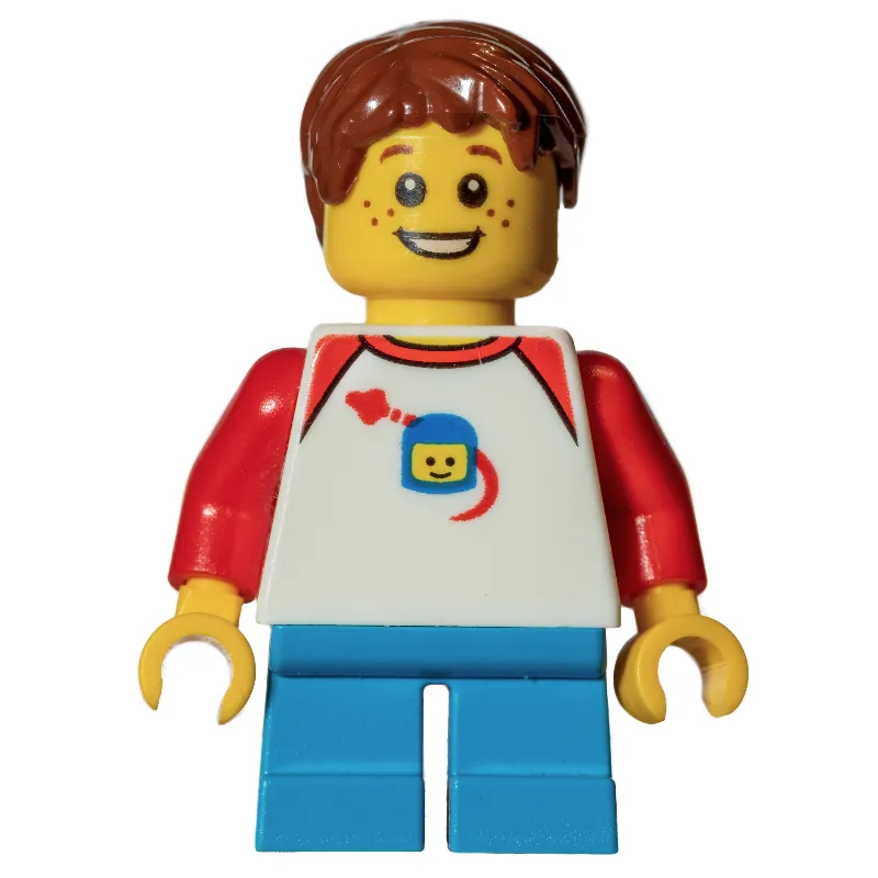 Kid, White Torso, Dark Azure Legs, Reddish Brown Hair