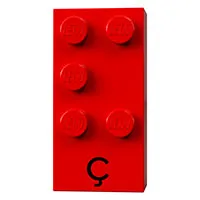 Braille Brick 2 x 4 with 5 Studs ⠯ and 'Ç' print