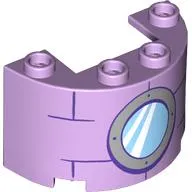 Cylinder Half 2 x 4 x 2 with 1 x 2 Cutout with Round Window, Bricks print