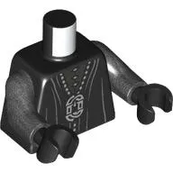 Torso Robe, Dark Bluish Grey Folds, Silver Pendant, Shirt print, Pearl Titanium Arms, Black Hands