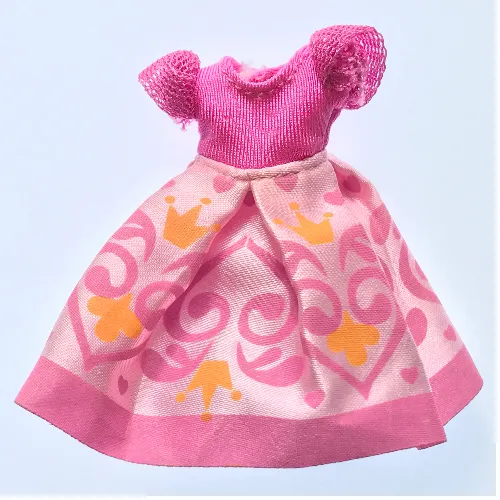 Belville, Dress, Child, Long, Short Net Sleeves, Pink Skirt with Crown and Swirls Pattern