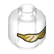 Minifig Head Invizable, Glasses with Gold Lenses with Reflective Lines Print [Hollow Stud]
