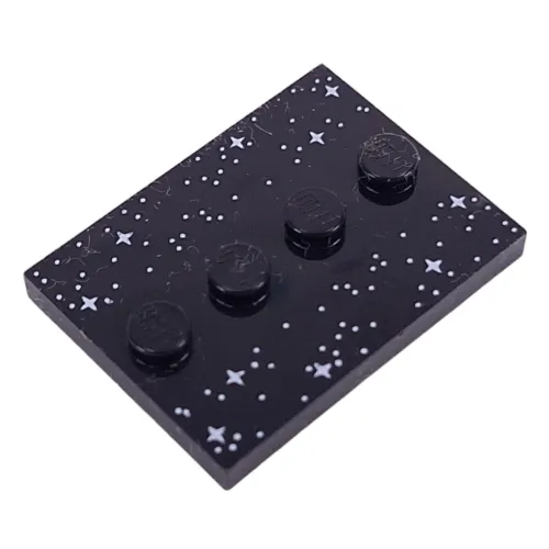 Plate Special 3 x 4 with 1 x 4 Center Studs and Silver Stars Print
