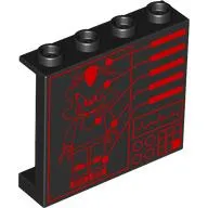 Panel 1 x 4 x 3 [Side Supports / Hollow Studs] with Computer Screen, Red Shadow Schematics print