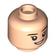 Minifig Head Hermione Granger, Reddish Brown Eyebrows, Smile / Worried Print